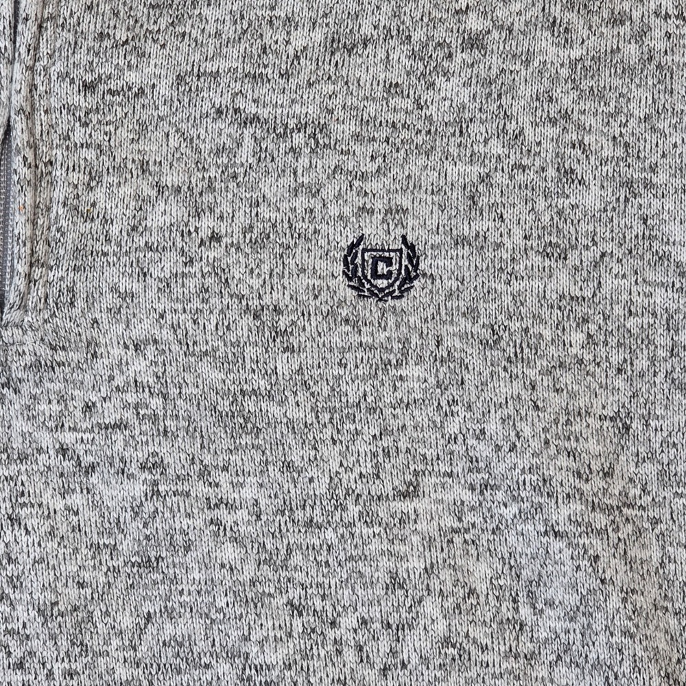 Chaps Mens Large Gray Heathered Quarter Zip Pullover FleeceSweater Mock Neck 446 - Picture 4 of 5